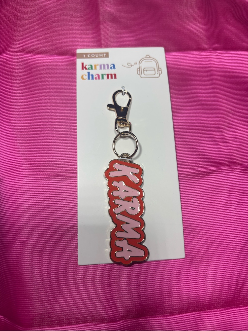 New Bag Charm Karma Charm Pink & Red Keychain